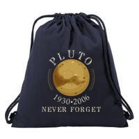 Never Forget Pluto Retro Style Funny Space Science Drawstring Bag