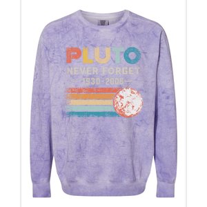 Never Forget Pluto Retro Style Funny Space Science Colorblast Crewneck Sweatshirt