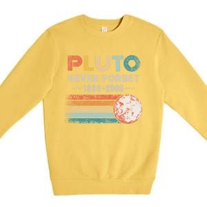 Never Forget Pluto Retro Style Funny Space Science Premium Crewneck Sweatshirt