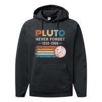 Never Forget Pluto Retro Style Funny Space Science Performance Fleece Hoodie