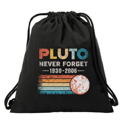Never Forget Pluto Retro Style Funny Space Science Drawstring Bag