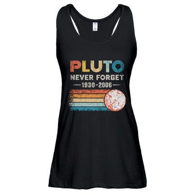 Never Forget Pluto Retro Style Funny Space Science Ladies Essential Flowy Tank