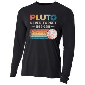 Never Forget Pluto Retro Style Funny Space Science Cooling Performance Long Sleeve Crew