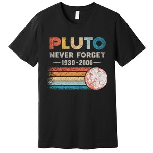 Never Forget Pluto Retro Style Funny Space Science Premium T-Shirt