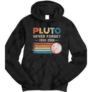 Never Forget Pluto Retro Style Funny Space Science Tie Dye Hoodie