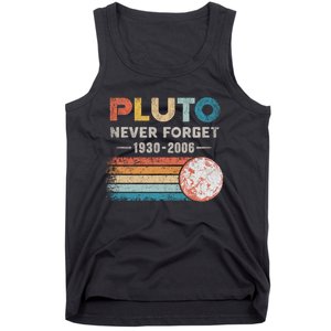 Never Forget Pluto Retro Style Funny Space Science Tank Top