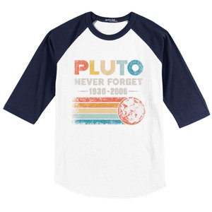 Never Forget Pluto Retro Style Funny Space Science Baseball Sleeve Shirt