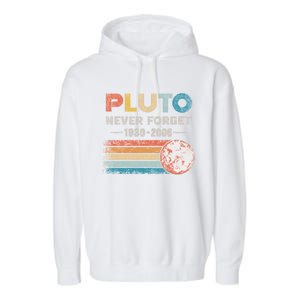 Never Forget Pluto Retro Style Funny Space Science Garment-Dyed Fleece Hoodie