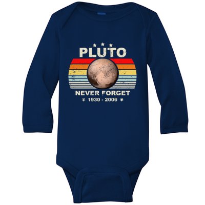 Never Forget Pluto Baby Long Sleeve Bodysuit