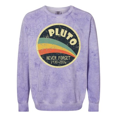 Never Forget Planet Pluto Retro Vintage Colorblast Crewneck Sweatshirt