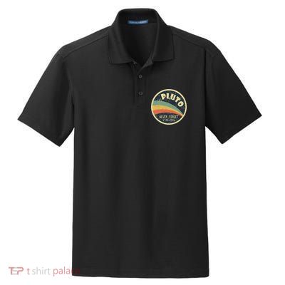 Never Forget Planet Pluto Retro Vintage Dry Zone Grid Polo