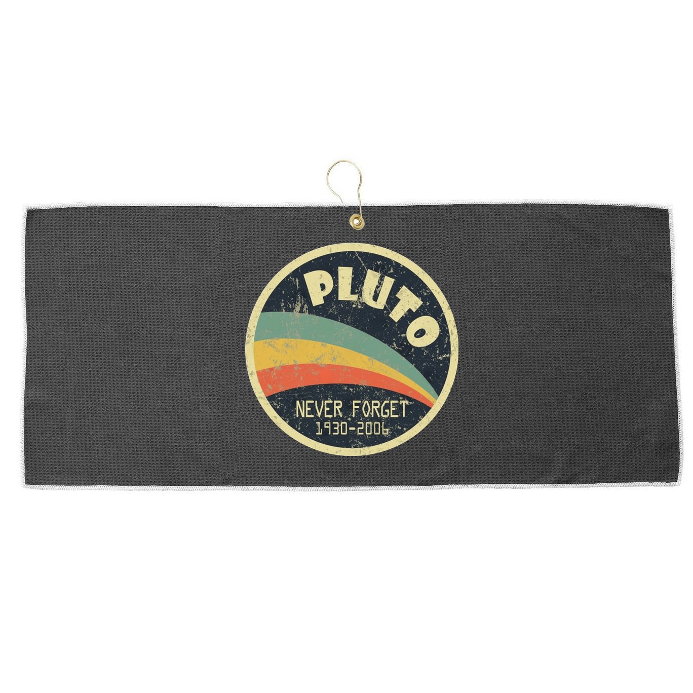 Never Forget Planet Pluto Retro Vintage Large Microfiber Waffle Golf Towel