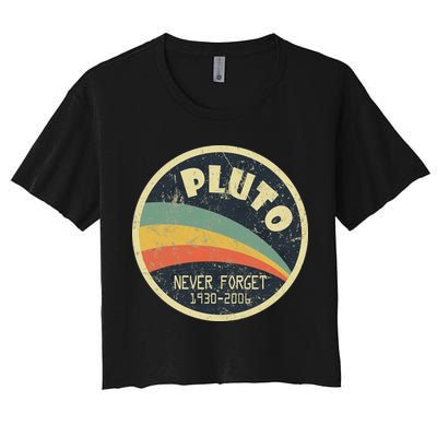 Never Forget Planet Pluto Retro Vintage Crop Top