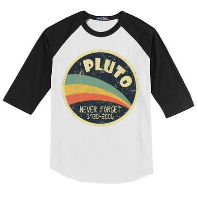 Never Forget Planet Pluto Retro Vintage Kids Colorblock Raglan Jersey