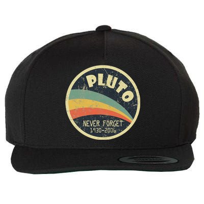 Never Forget Planet Pluto Retro Vintage Wool Snapback Cap