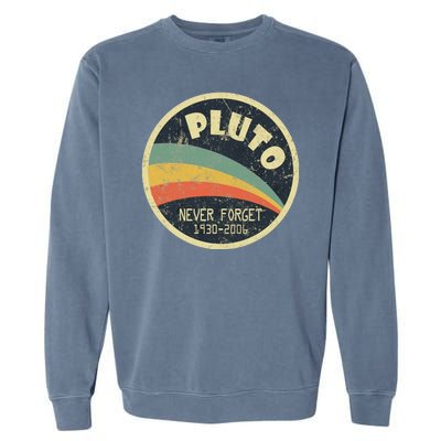 Never Forget Planet Pluto Retro Vintage Garment-Dyed Sweatshirt