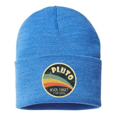 Never Forget Planet Pluto Retro Vintage Sustainable Knit Beanie