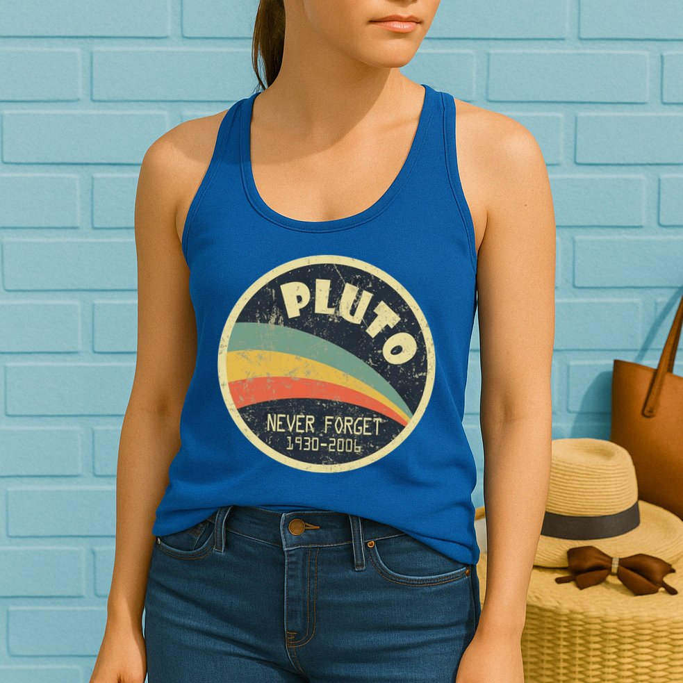 Never Forget Planet Pluto Retro Vintage Womens Tank Top