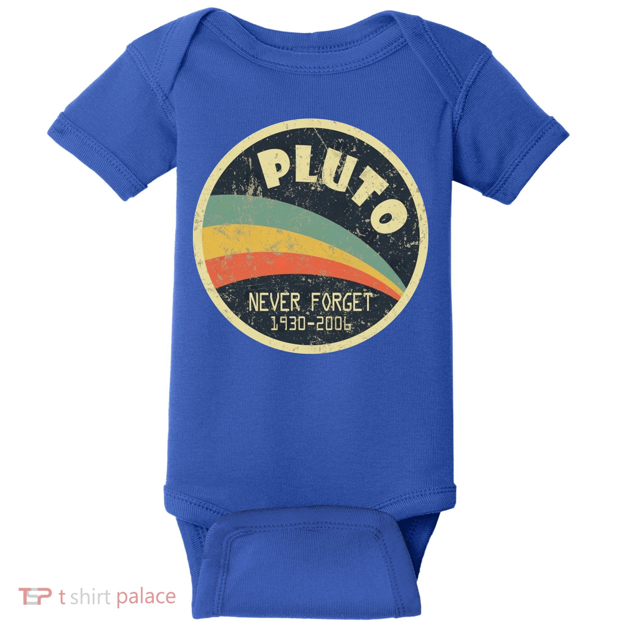 Never Forget Planet Pluto Retro Vintage Baby Bodysuit
