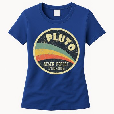 Never Forget Planet Pluto Retro Vintage Womens T-Shirt