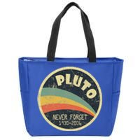 Never Forget Planet Pluto Retro Vintage Zip Tote Bag