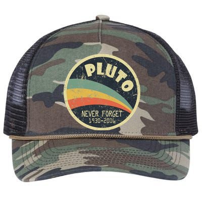 Never Forget Planet Pluto Retro Vintage Retro Rope Trucker Hat Cap