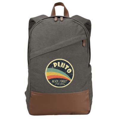 Never Forget Planet Pluto Retro Vintage Cotton Canvas Backpack