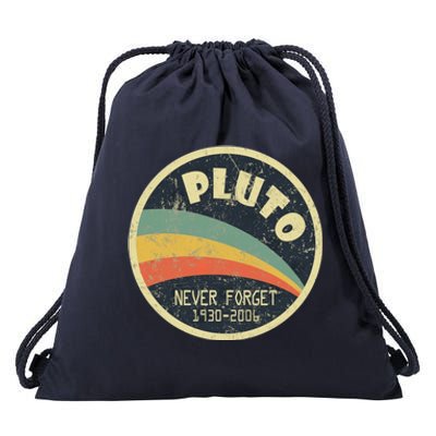 Never Forget Planet Pluto Retro Vintage Drawstring Bag