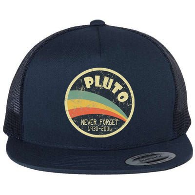 Never Forget Planet Pluto Retro Vintage Flat Bill Trucker Hat