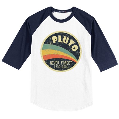 Never Forget Planet Pluto Retro Vintage Baseball Sleeve Shirt