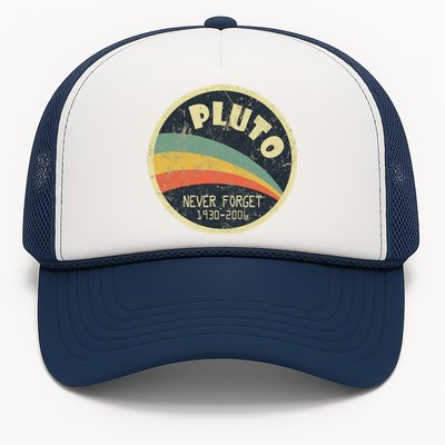 Never Forget Planet Pluto Retro Vintage Trucker Hat