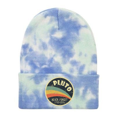 Never Forget Planet Pluto Retro Vintage Tie Dye 12in Knit Beanie