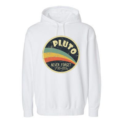 Never Forget Planet Pluto Retro Vintage Garment-Dyed Fleece Hoodie