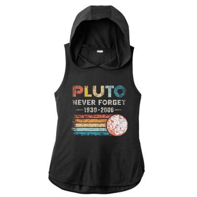 Never Forget Pluto Retro Style Funny Space Science Ladies PosiCharge Tri-Blend Wicking Draft Hoodie Tank