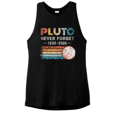 Never Forget Pluto Retro Style Funny Space Science Ladies PosiCharge Tri-Blend Wicking Tank