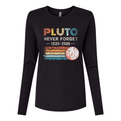 Never Forget Pluto Retro Style Funny Space Science Womens Cotton Relaxed Long Sleeve T-Shirt