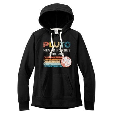 Never Forget Pluto Retro Style Funny Space Science Women's Fleece Hoodie