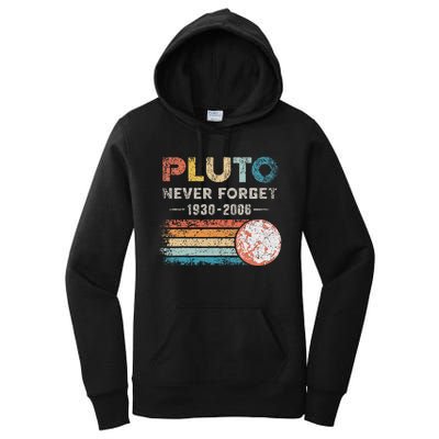 Never Forget Pluto Retro Style Funny Space Science Women's Pullover Hoodie