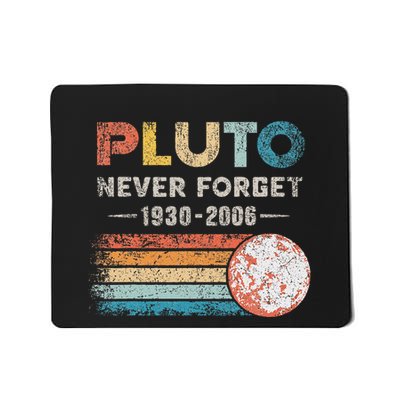 Never Forget Pluto Retro Style Funny Space Science Mousepad