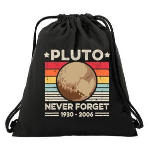 Never Forget Pluto S Funny Retro Planet Space Science Drawstring Bag