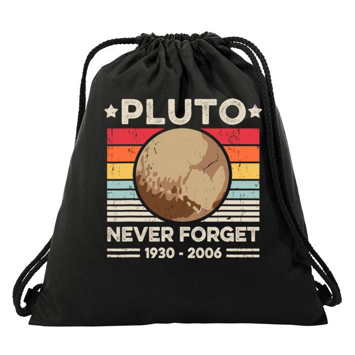 Never Forget Pluto S Funny Retro Planet Space Science Drawstring Bag