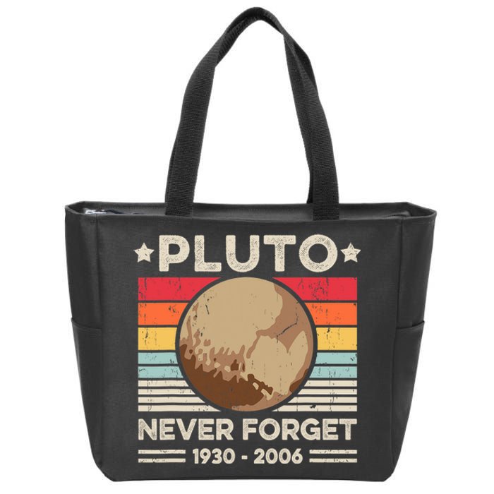 Never Forget Pluto S Funny Retro Planet Space Science Zip Tote Bag