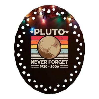 Never Forget Pluto S Funny Retro Planet Space Science Ceramic Oval Ornament