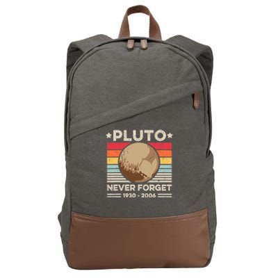 Never Forget Pluto S Funny Retro Planet Space Science Cotton Canvas Backpack