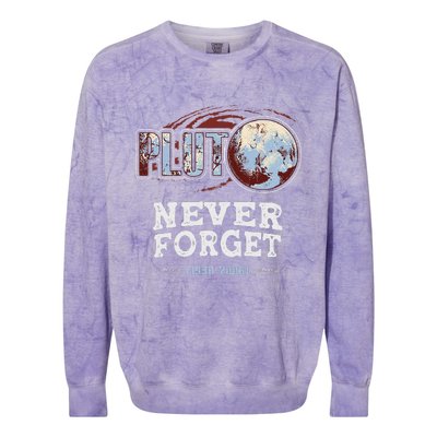 Never Forget Pluto Funny Space Planet Astronomer Colorblast Crewneck Sweatshirt