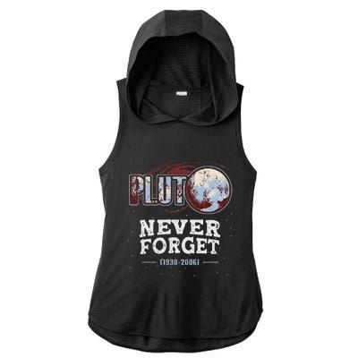 Never Forget Pluto Funny Space Planet Astronomer Ladies PosiCharge Tri-Blend Wicking Draft Hoodie Tank