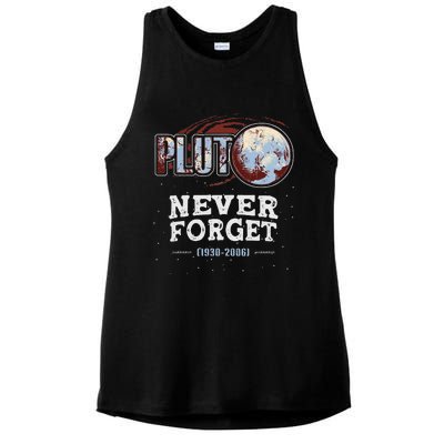 Never Forget Pluto Funny Space Planet Astronomer Ladies PosiCharge Tri-Blend Wicking Tank