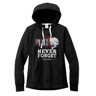 Never Forget Pluto Funny Space Planet Astronomer Women's Fleece Hoodie