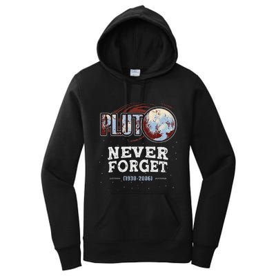 Never Forget Pluto Funny Space Planet Astronomer Women's Pullover Hoodie