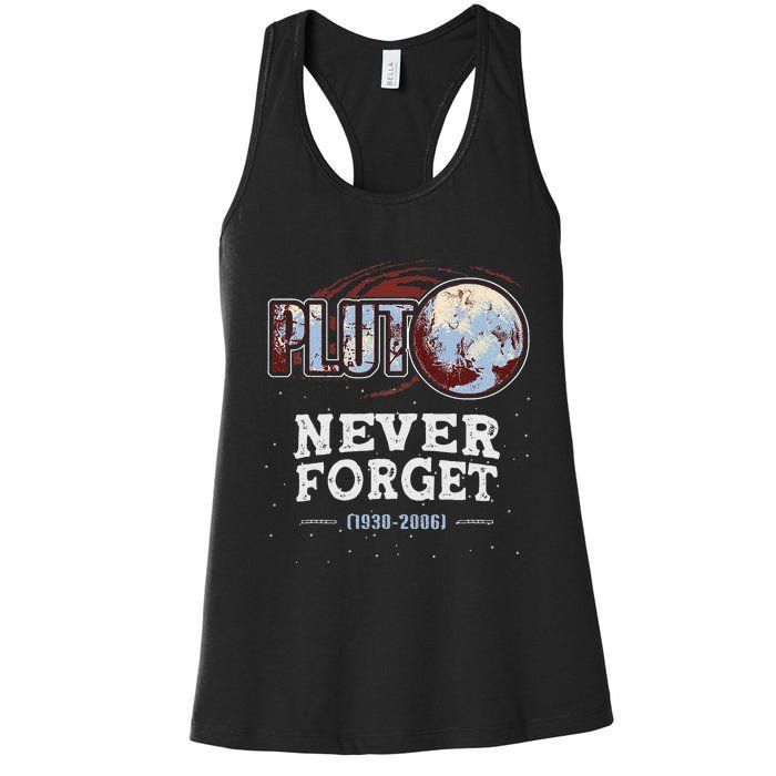 Never Forget Pluto Funny Space Planet Astronomer Women's Racerback Tank